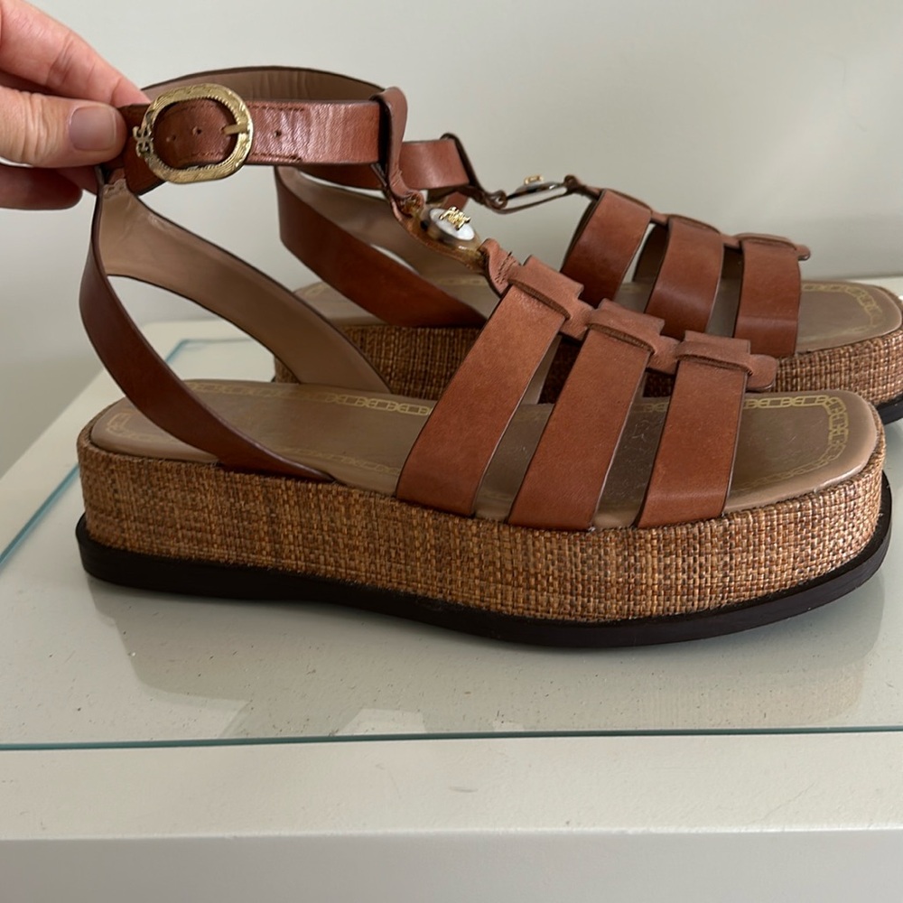 Sam Edelman Platform Leather Sandals, brown, size 9.5, like new